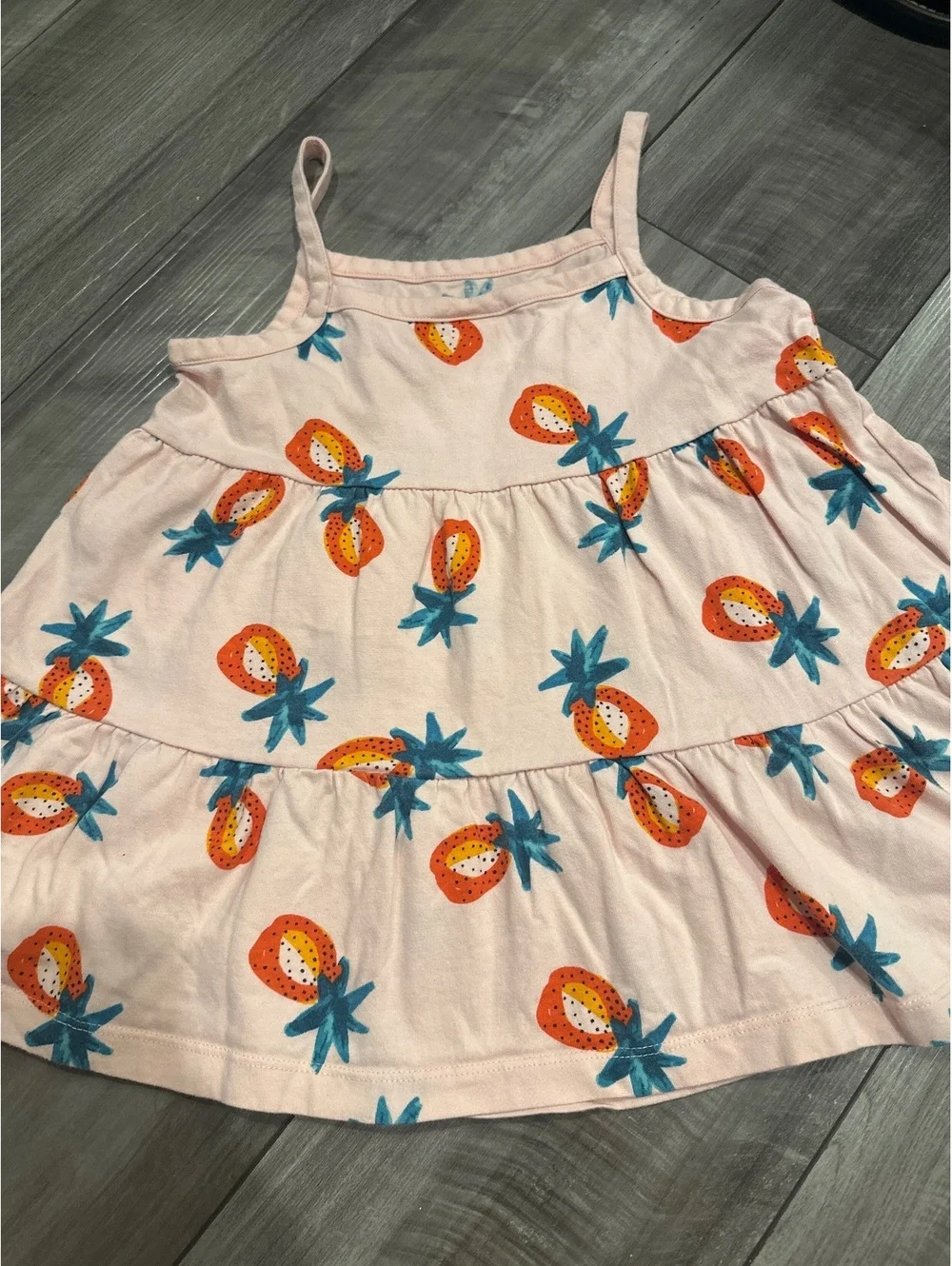 Hanna Andersson 100% Cotton Pink Pineapple Tiered Swing Tank-Top
